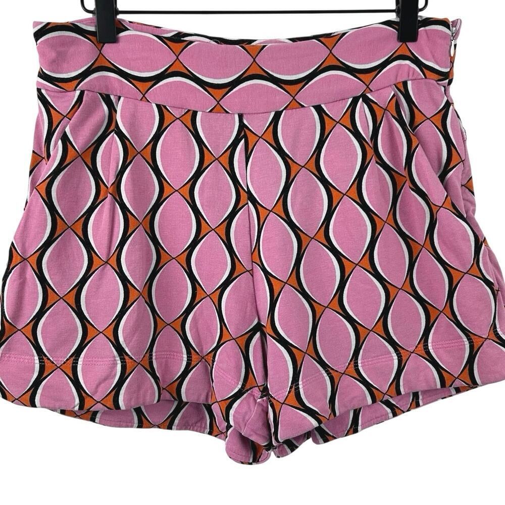 Anne Fernandes Retro High Rise Cotton Shorts Geometric Brazil Women M